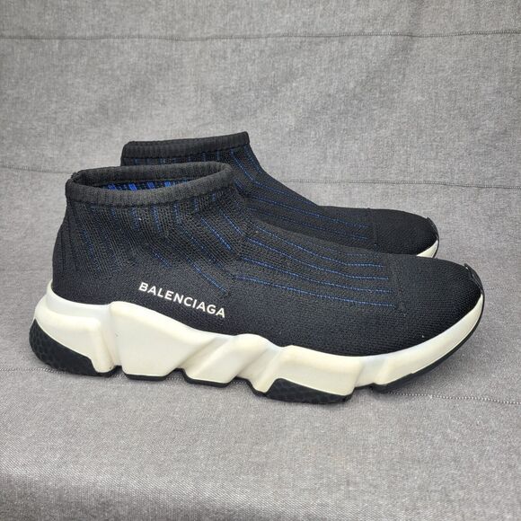 Balenciaga Speed Trainers Logo EU39 US 8.5 Blue Striped Detailing Sneakers Italy - Picture 1 of 8
